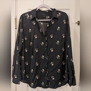 Ann Taylor button down polyester dress shirt size large